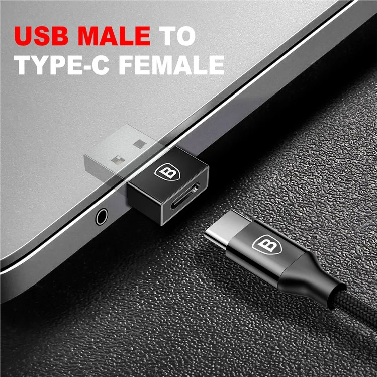 BASEUS USB Male to Type-c Female 2.4A Mini Adapter Converter - Black