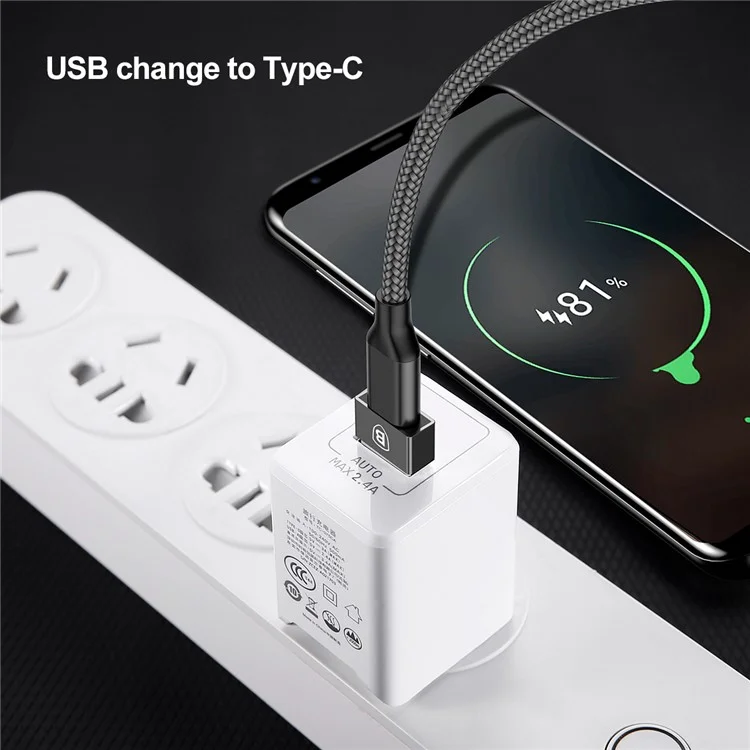 BASEUS USB Male to Type-c Female 2.4A Mini Adapter Converter - Black