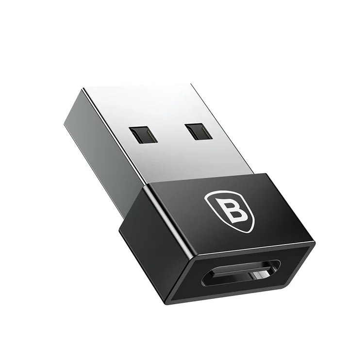 BASEUS USB Male to Type-c Female 2.4A Mini Adapter Converter - Black