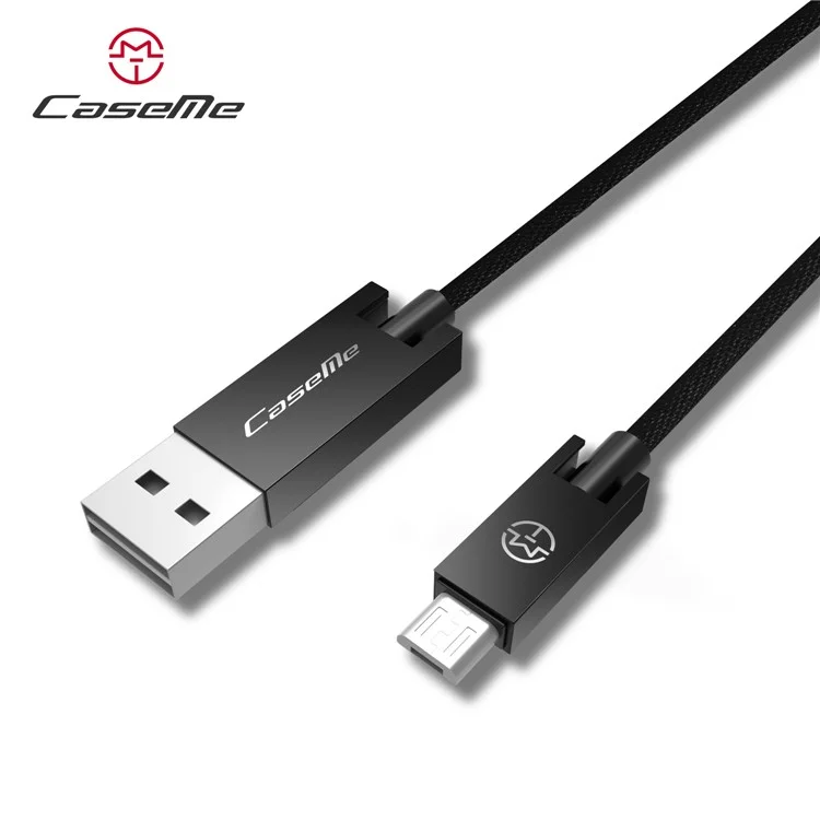 CASEME 1.2m 2.1A Aluminum Alloy Fabric Braided Micro USB Charge Syncing Cable - Black