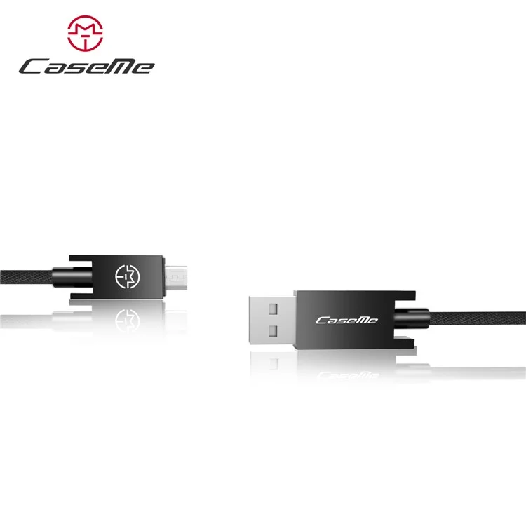 CASEME 1.2m 2.1A Aluminum Alloy Fabric Braided Micro USB Charge Syncing Cable - Black
