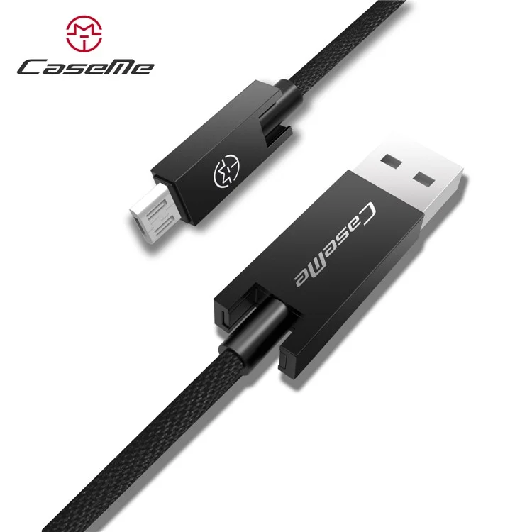 CASEME 1.2m 2.1A Aluminum Alloy Fabric Braided Micro USB Charge Syncing Cable - Black