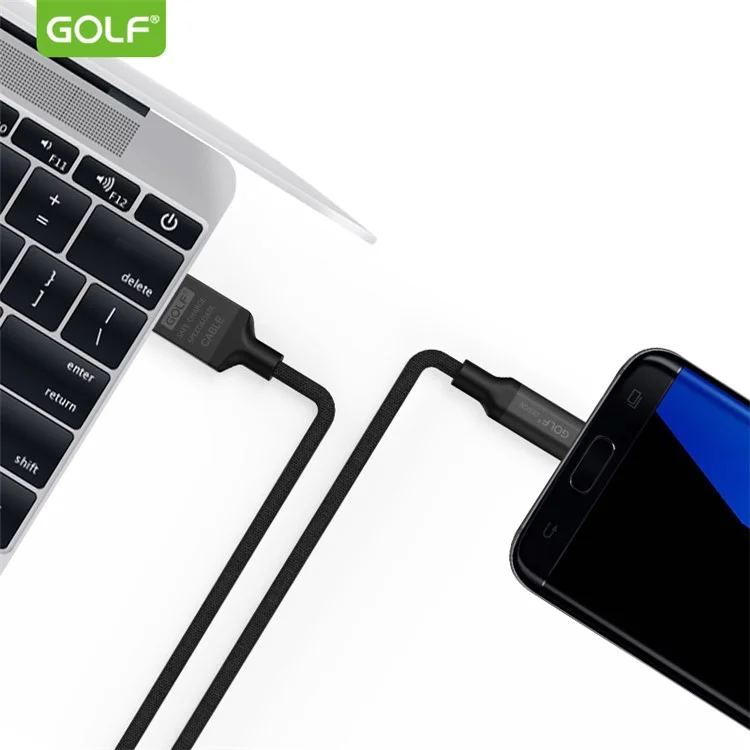 GOLF GC-52 Cloth Coated Micro USB Data Sync Charging Cable for Samsung Huawei HTC - Black