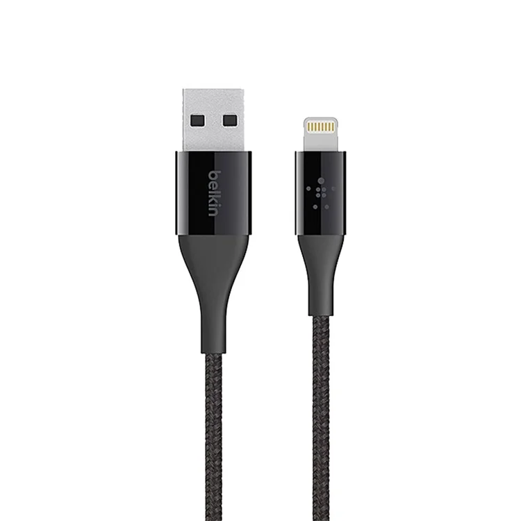 BELKIN Original MIXIT Duratek Kevlar MFI Braided Lightning 8pin USB Cable for iPhone X/8/8 Plus etc. (F8J207bt04) - Black