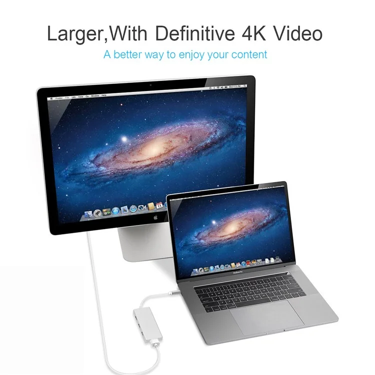 7-in-1 USB-C Adapter with Type C Charging Port 4K HDMI Output SD/TF Card Reader 3 USB 3.0 Ports