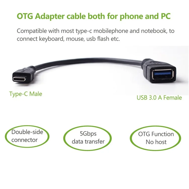 0.2M USB 3.1 Type C Male to Type A Female OTG Data Cable for Tablet PC Mobile Phone