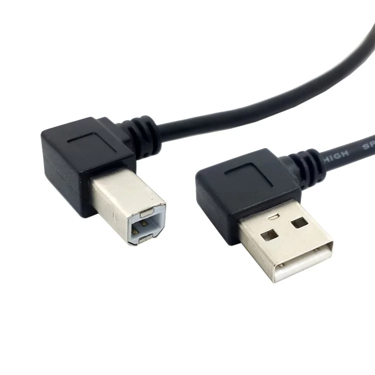CY U2-300 0.2m USB 2.0 A Male to B Male 90 Degree Bending Port Printer Scanner Cable