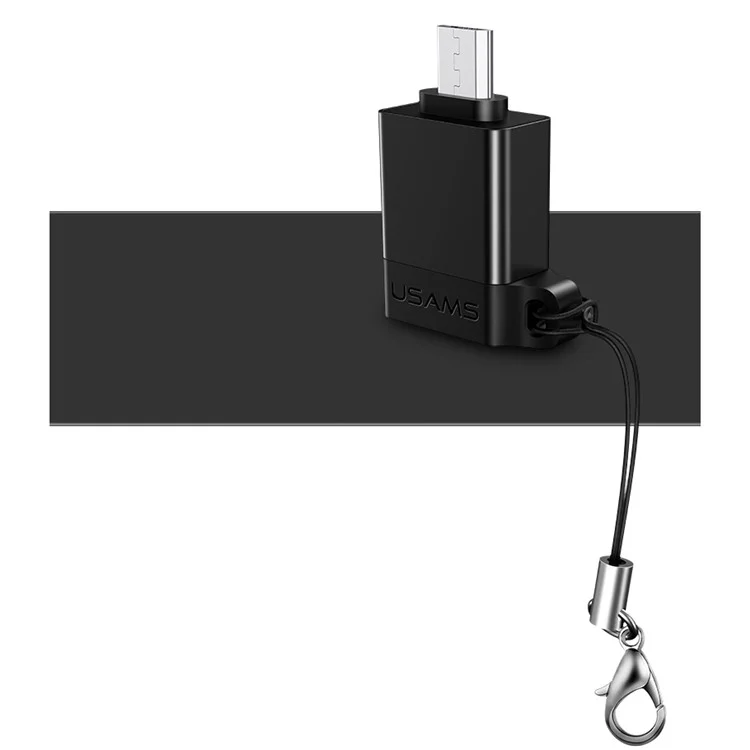 USMAS US-SJ186 Mini Aluminum Alloy Type-C to USB 3.0 OTG Adapter with Strap - Black