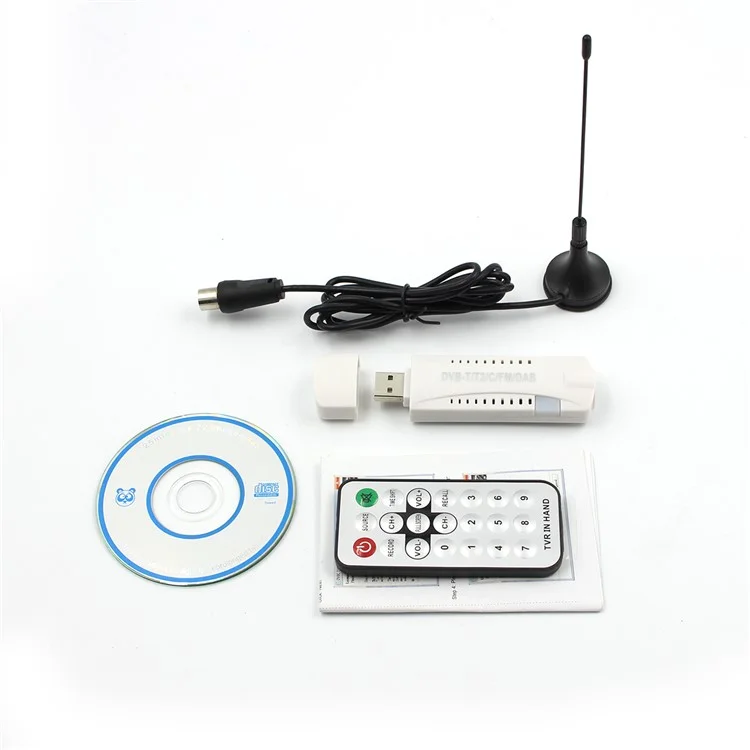USB 2.0 Digital HDTV Stick Tuner Receiver + FM + USB Dongle DVB-T2/DVB-T/DVB-C for Laptop PC Computer