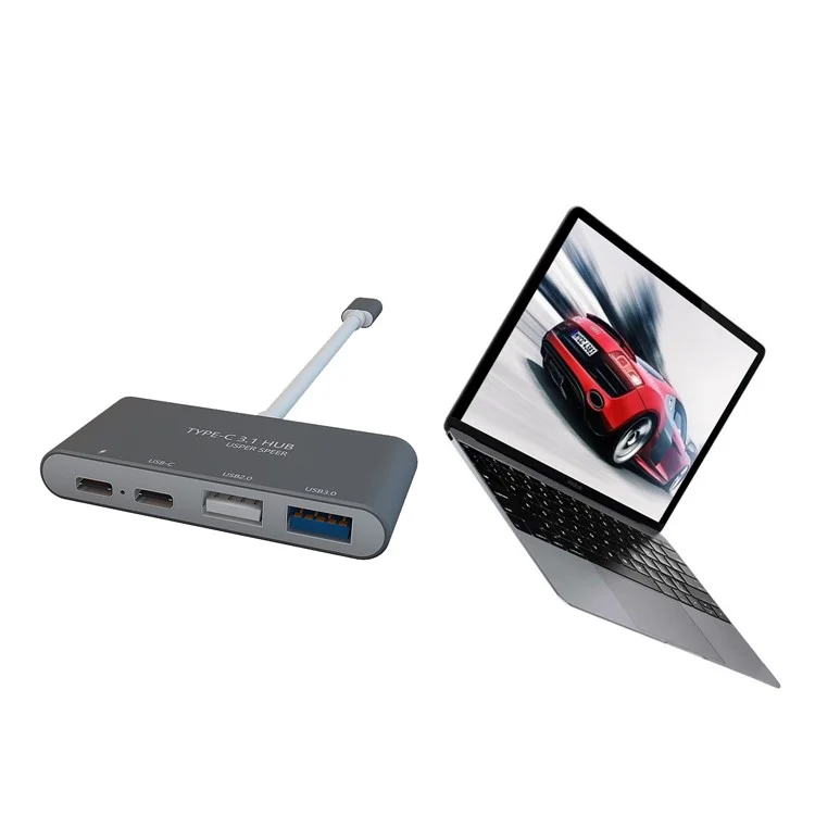 T-805 Type-C 3.1 Hub Converter to USB 2.0 Port+USB 3.0 Port+Type-C Data Port+PD Charger Dock Adapter