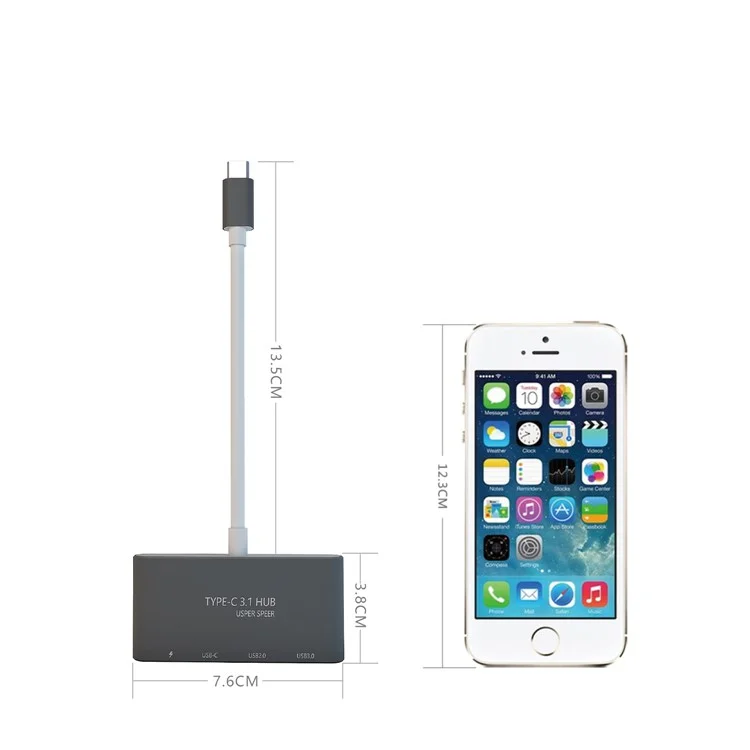 T-805 Type-C 3.1 Hub Converter to USB 2.0 Port+USB 3.0 Port+Type-C Data Port+PD Charger Dock Adapter