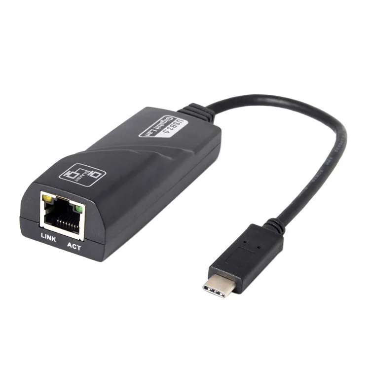 CY UC-064 Tipo-C Macho a 1000Mbps Gigabit Ethernet Network LAN Adapter para Portátil - Negro