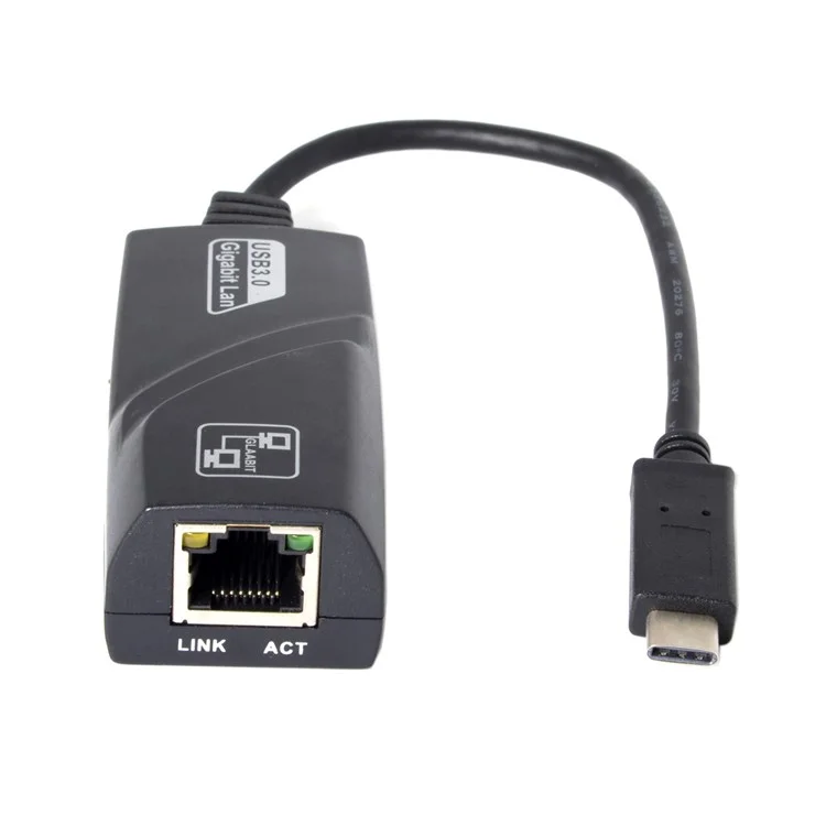 CY UC-064 Tipo-C Macho a 1000Mbps Gigabit Ethernet Network LAN Adapter para Portátil - Negro