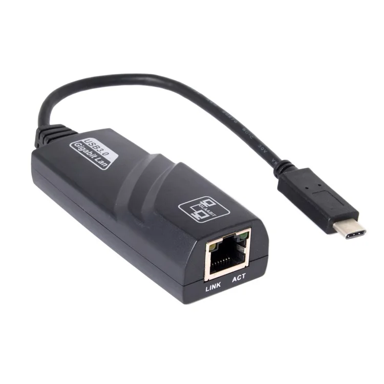 CY UC-064 Tipo-C Macho a 1000Mbps Gigabit Ethernet Network LAN Adapter para Portátil - Negro
