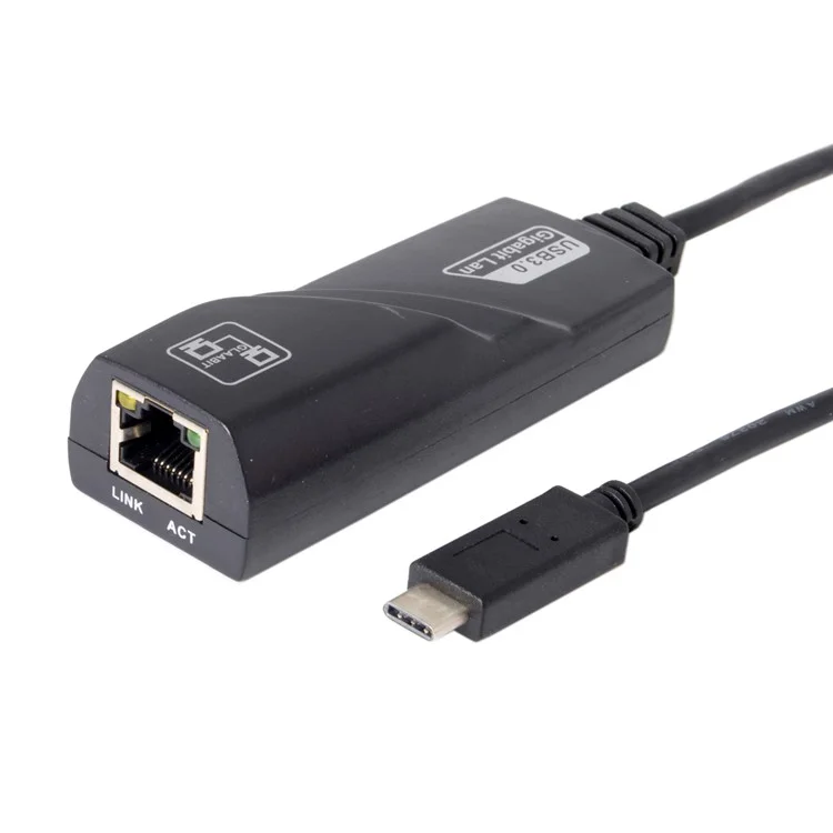 CY UC-064 Tipo-C Macho a 1000Mbps Gigabit Ethernet Network LAN Adapter para Portátil - Negro