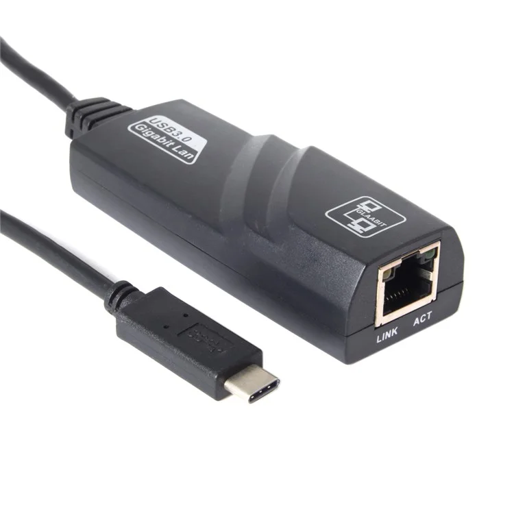 CY UC-064 Tipo-C Macho a 1000Mbps Gigabit Ethernet Network LAN Adapter para Portátil - Negro