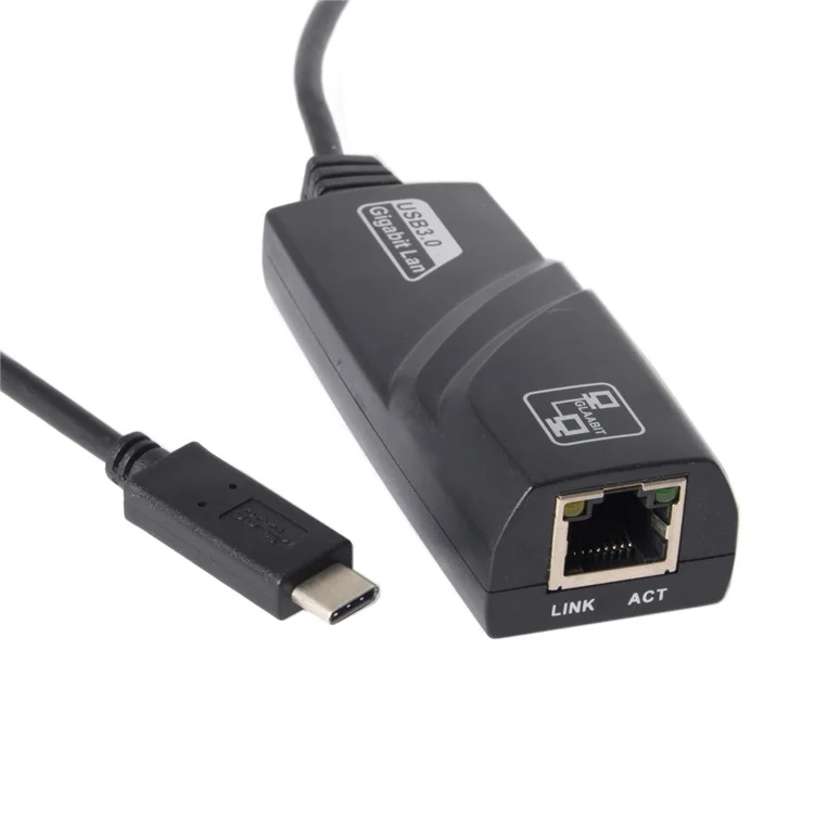 CY UC-064 Tipo-C Macho a 1000Mbps Gigabit Ethernet Network LAN Adapter para Portátil - Negro