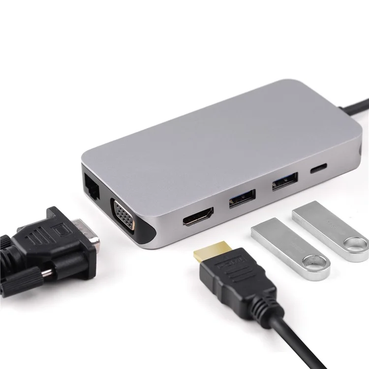 Thunderbolt 3 Dock USB-C VGA HDMI Ethernet 3 Ports HUB TF SD Charger Card Reader Multiport Adapter