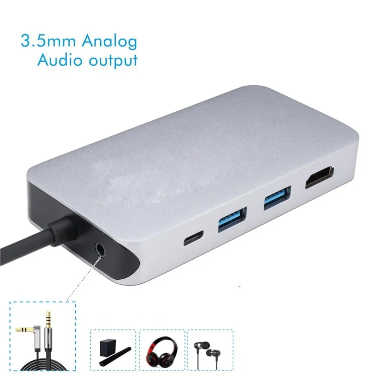 Thunderbolt 3 Dock USB-C VGA HDMI Ethernet 3 Ports HUB TF SD Charger Card Reader Multiport Adapter