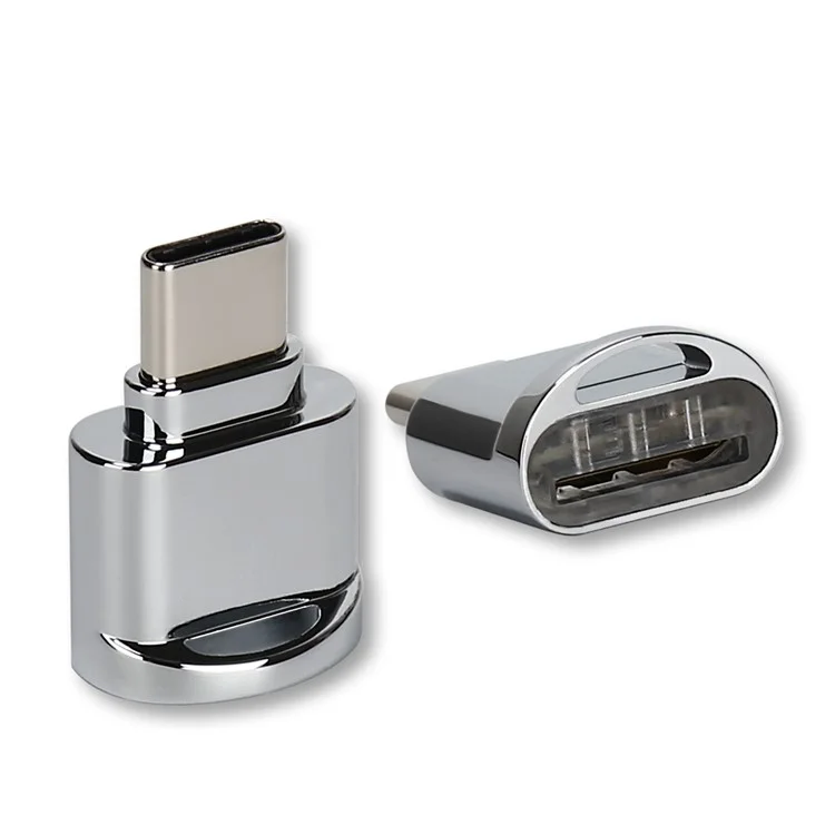Mini Type-C to Micro SD/TF Card Reader Adapter for Samsung Huawei Xiaomi Etc. - Grey
