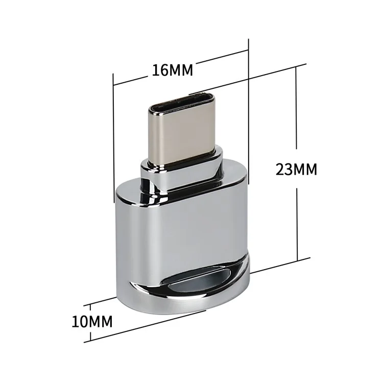 Mini Type-C to Micro SD/TF Card Reader Adapter for Samsung Huawei Xiaomi Etc. - Grey
