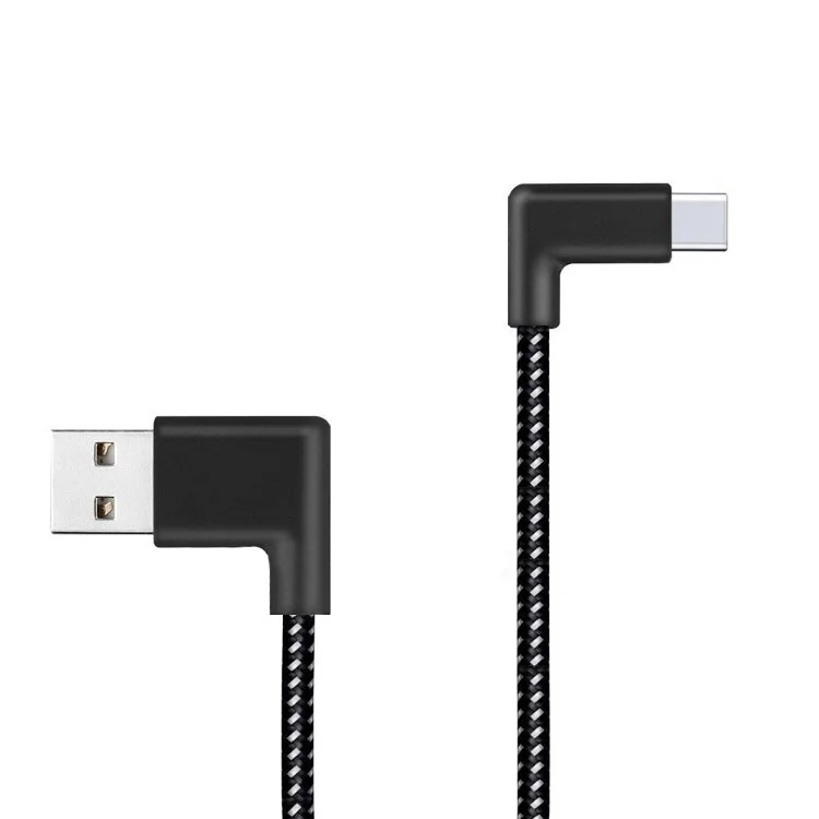 90 Degree Right Angle Type-C Data Sync Charge Cable 2m for Samsung Galaxy S8/Huawei Honor V10 etc.