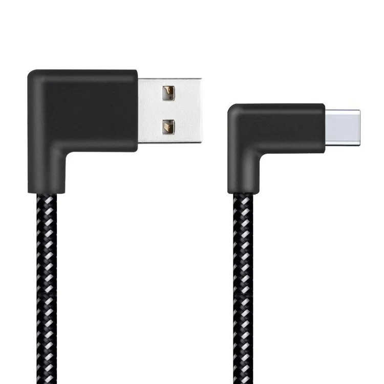 90 Degree Right Angle Type-C Data Sync Charge Cable 2m for Samsung Galaxy S8/Huawei Honor V10 etc.