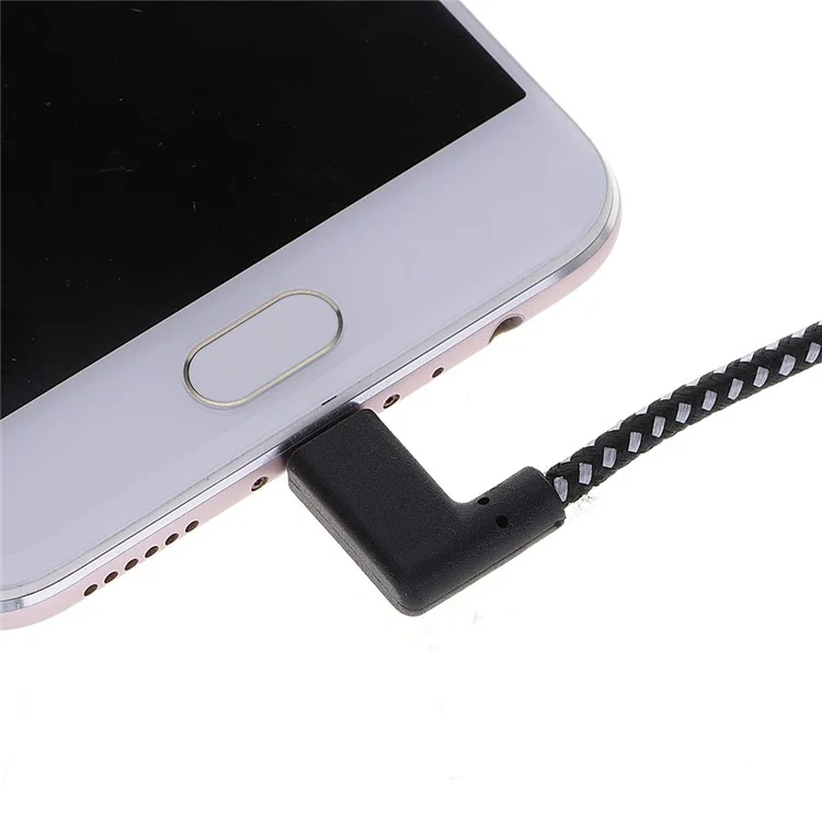 90 Degree Right Angle Type-C Data Sync Charge Cable 2m for Samsung Galaxy S8/Huawei Honor V10 etc.