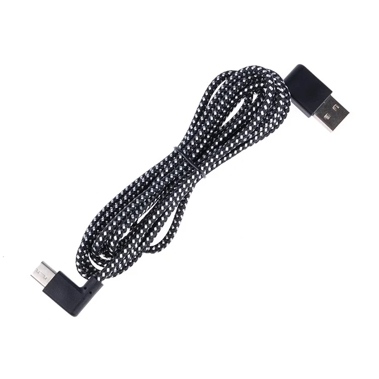 90 Degree Right Angle Type-C Data Sync Charge Cable 2m for Samsung Galaxy S8/Huawei Honor V10 etc.