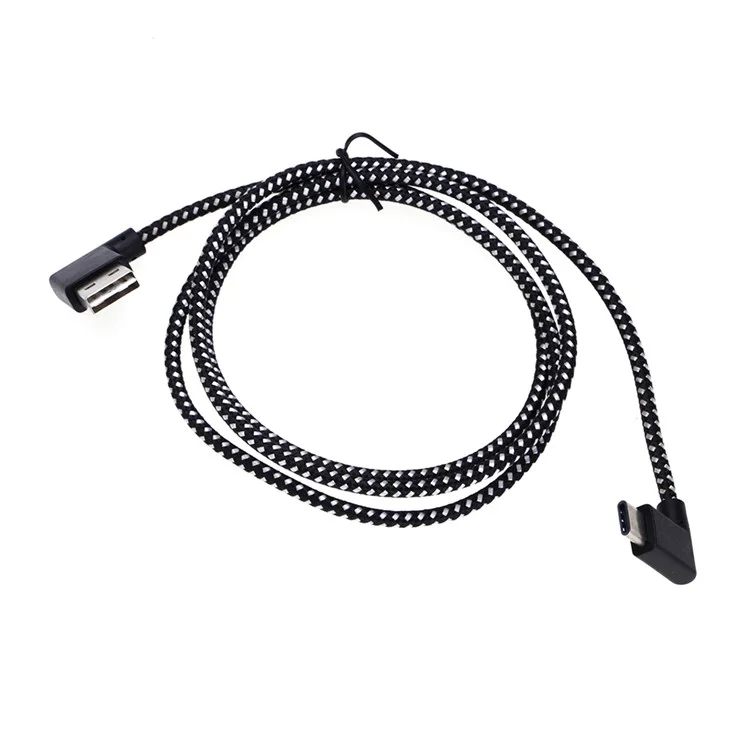90 Degree Right Angle Type-C Data Sync Charge Cable 2m for Samsung Galaxy S8/Huawei Honor V10 etc.