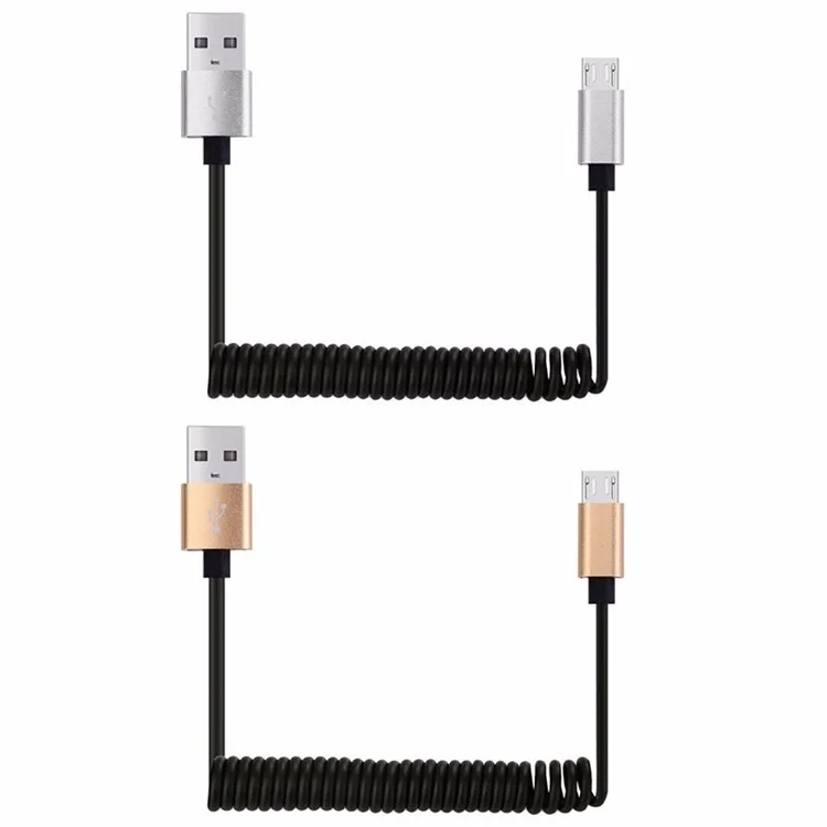 1.0M Spring Coiled Micro USB Data Sync Charging Cable for Samsung HTC Huawei - Silver