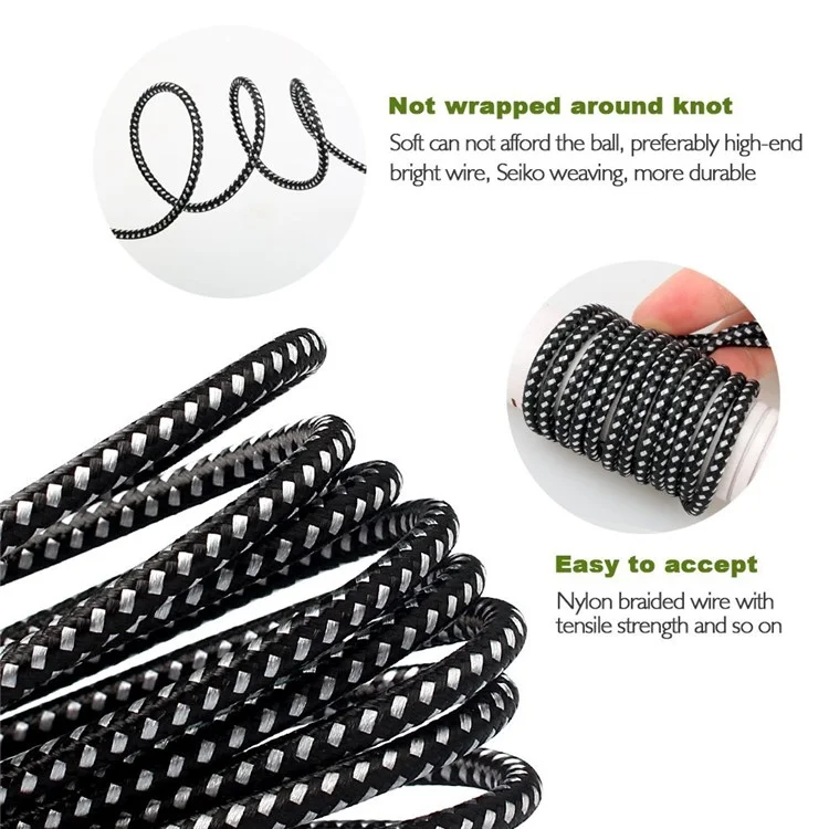 90 Degree Angle Woven Pattern Micro USB Data Sync Charging Cable for Samsung HTC LG Huawei