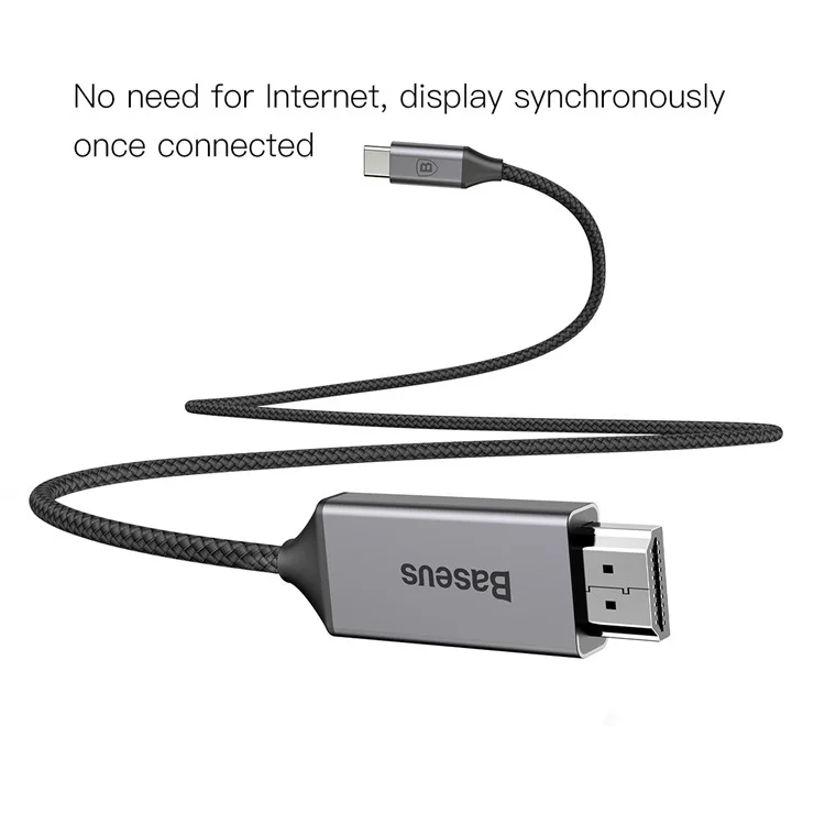 BASEUS NP021180R01BS Nylon Braided 1.8M Type-C Male to HDMI Male 4K Cable Adapter