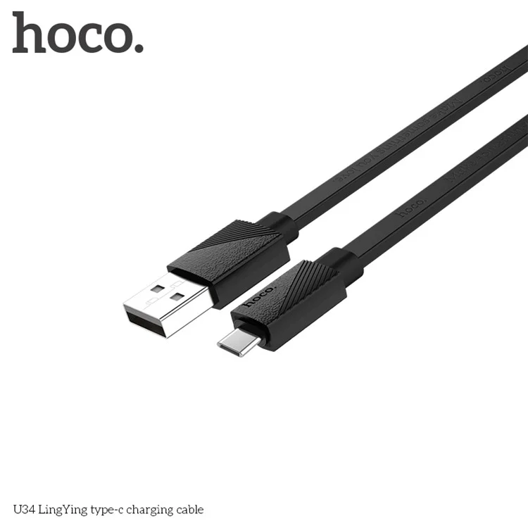 HOCO U34 LingYing Type-C Data Sync Charge USB Cable for Samsung LG Huawei etc. - Black