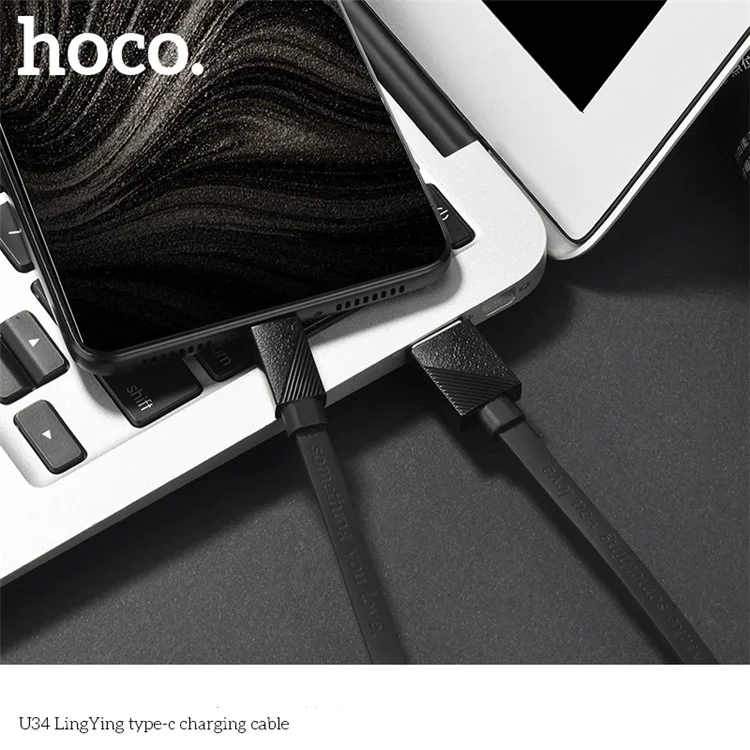 HOCO U34 LingYing Type-C Data Sync Charge USB Cable for Samsung LG Huawei etc. - Black