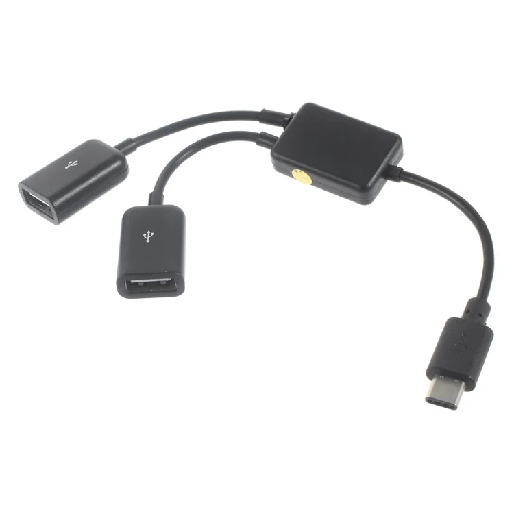 USB 3.1 Type C Male to 2 USB 2.0 Female Extension Cable 20cm