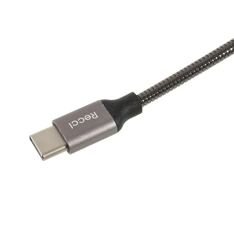 RECCI RCT-W100 Gravel Series 2.4A Type-C USB Charging Data Cable 1M - Black