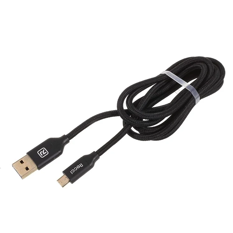 RECCI RCM-N120 Velocity Series 2.4A 1.2m Micro USB Data Sync Charge Cord - Black