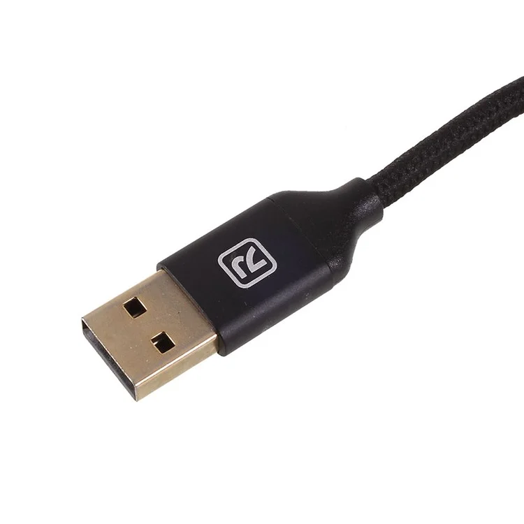 RECCI RCM-N120 Velocity Series 2.4A 1.2m Micro USB Data Sync Charge Cord - Black