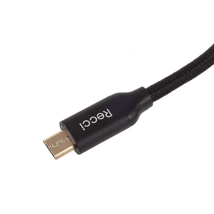 RECCI RCM-N120 Velocity Series 2.4A 1.2m Micro USB Data Sync Charge Cord - Black