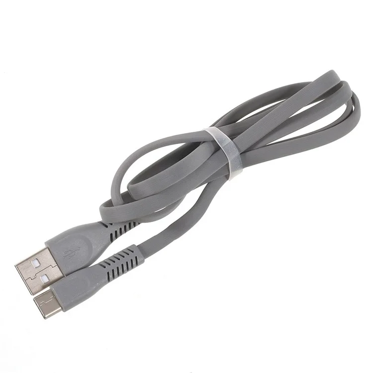 RECCI RCT-D01 Vosion Series 2.4A 1m USB Type C Data Sync Charge TPE Flat Cable - Grey