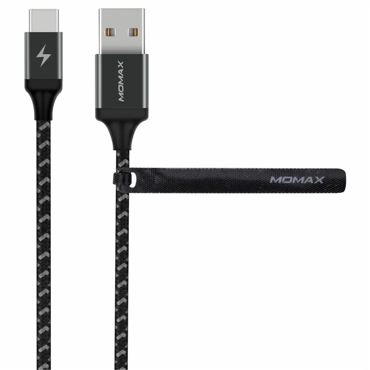 MOMAX Woven Pattern 1M 3.0A Type-C Sync Data Charging Cord for Samsung LG HTC Huawei etc. - Grey