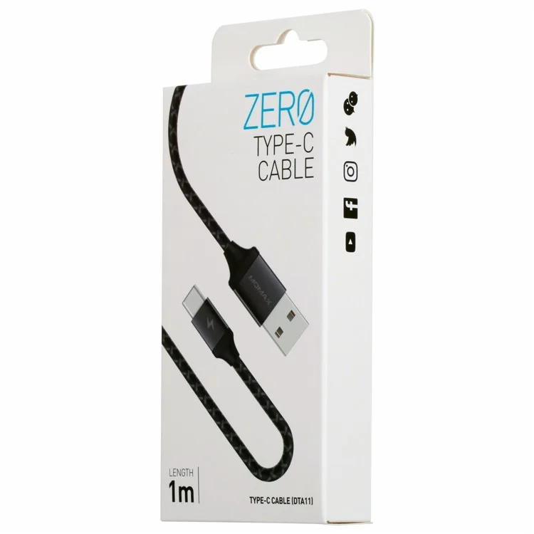 MOMAX Woven Pattern 1M 3.0A Type-C Sync Data Charging Cord for Samsung LG HTC Huawei etc. - Grey
