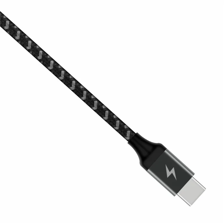 MOMAX Woven Pattern 1M 3.0A Type-C Sync Data Charging Cord for Samsung LG HTC Huawei etc. - Grey