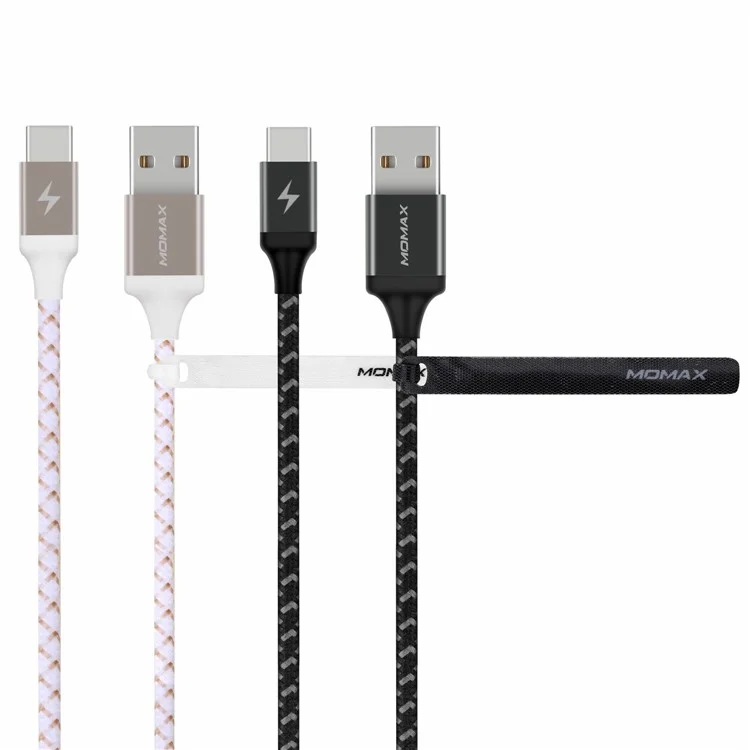 MOMAX Woven Pattern 1M 3.0A Type-C Sync Data Charging Cord for Samsung LG HTC Huawei etc. - Grey