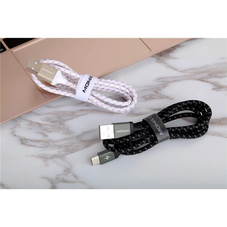 MOMAX Woven Pattern 1M 3.0A Type-C Sync Data Charging Cord for Samsung LG HTC Huawei etc. - Grey