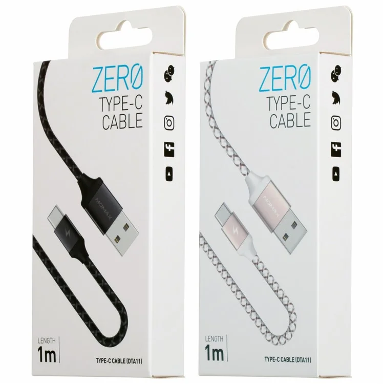 MOMAX Woven Pattern 1M 3.0A Type-C Sync Data Charging Cord for Samsung LG HTC Huawei etc. - Grey