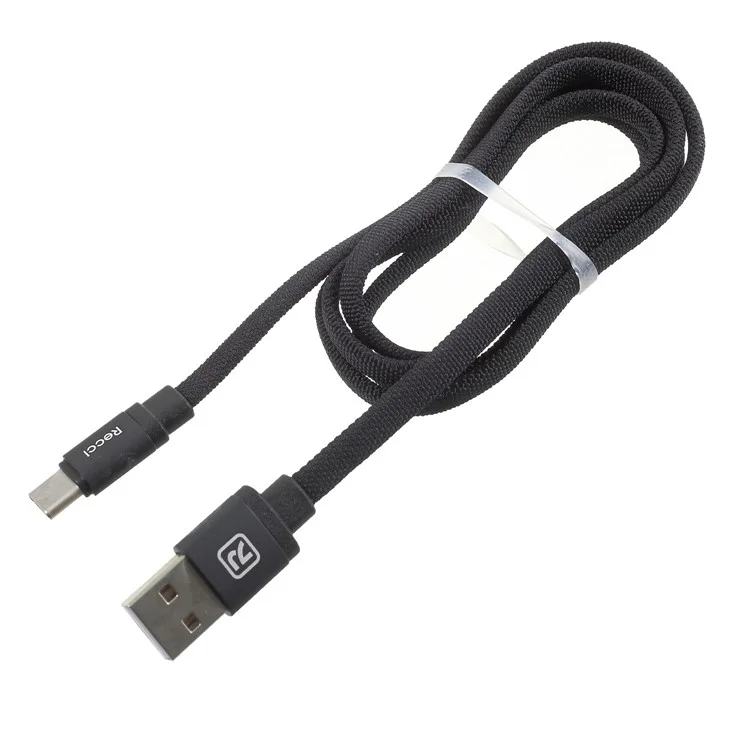 RECCI Canvas Series RCL-Y100 Type-C USB Charging Cable for Samsung HTC Huawei - Black