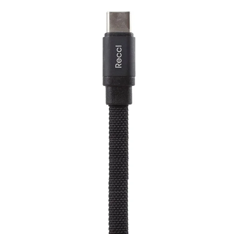 RECCI Canvas Series RCL-Y100 Type-C USB Charging Cable for Samsung HTC Huawei - Black