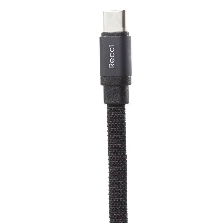 RECCI Canvas Series RCL-Y100 Type-C USB Charging Cable for Samsung HTC Huawei - Black